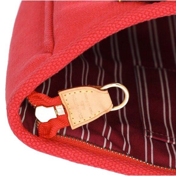 Louis Vuitton Cabas MM Antigua Tote Bag M40034 Red Rouge Canvas - Picture 9 of 11